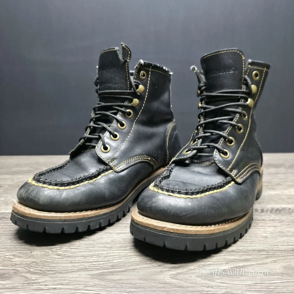 Skechers‎ Men's Work Boots -  Size 9.5 - Oil Resistant, Moc Toe, Black Leather